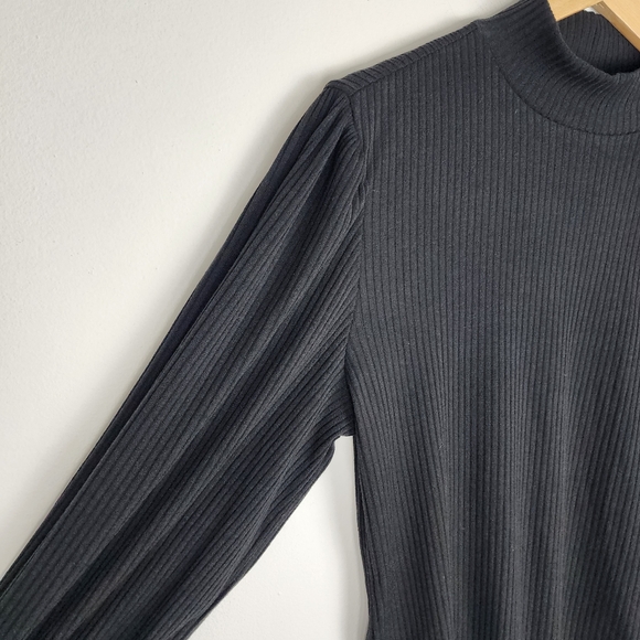 Forever 21 Plus Bodysuit Ribbed Black Knit Puff Long Sleeve NWT Size 2X - Picture 15 of 16